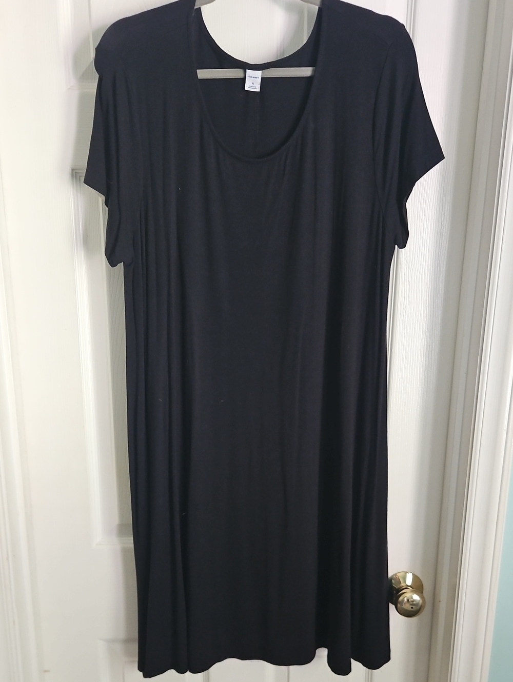 Old Navy Black Short Sleeve Midi Scoop Dress XL